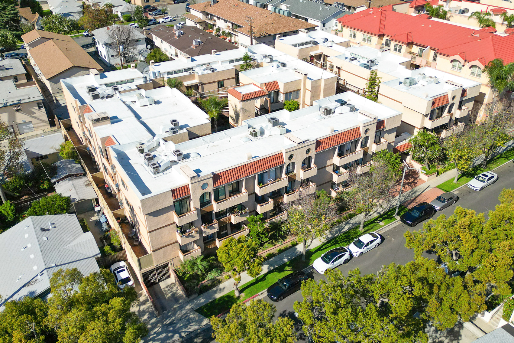 Building along tree-lined San Jose Avenue